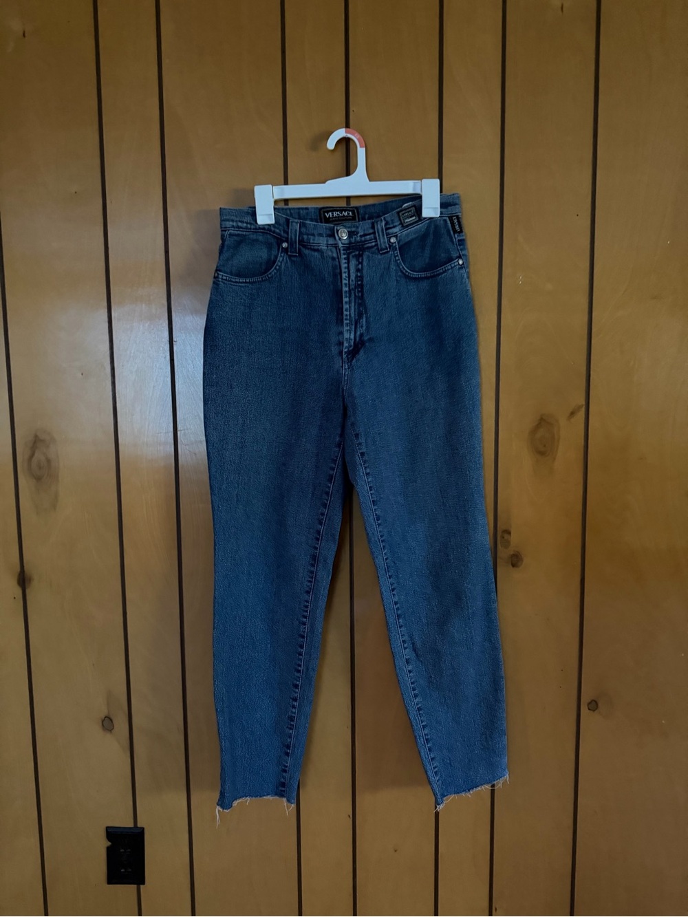 Versace High-Rise Straight Leg Jeans - Dark Blue